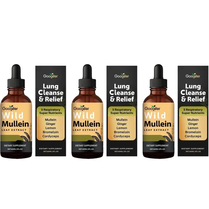 Googeer Wild Divizna listový extrakt Tekutá podpora dýchání Zázvor Citronová kůra Extrakt Bromelain a Cordyceps extrakt 60 ml