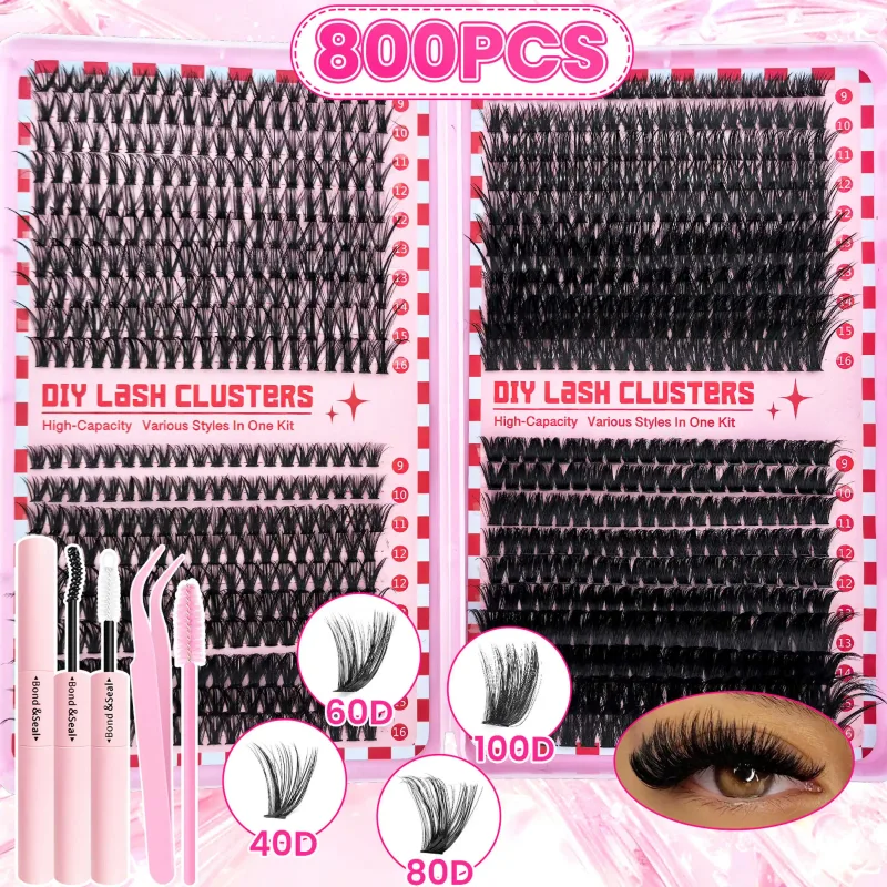 ขนาดใหญ่ความจุ 123/800PCS Eyelash Extension Kitใช้งานง่ายแม้สำหรับผู้เริ่มต้นนุ่มหนาหนาแน่นธรรมชาติdramatic Eyeดู — image 5