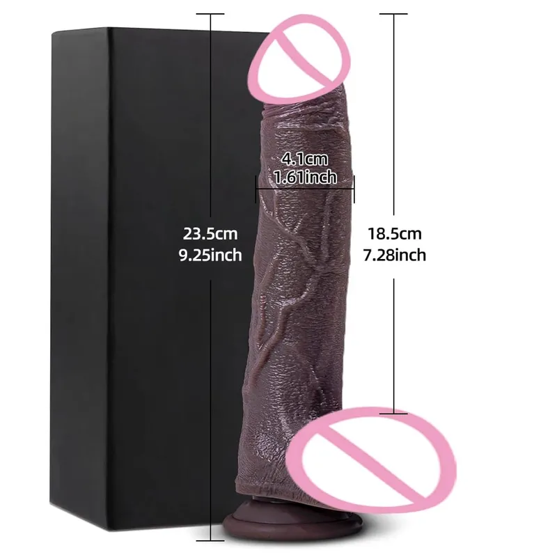 Dildo besar realistik zakar palsu yang besar dengan cawan sedutan batang tiruan fleksibel faraj wanita melancap dubur untuk mainan seks lesbain — image 19
