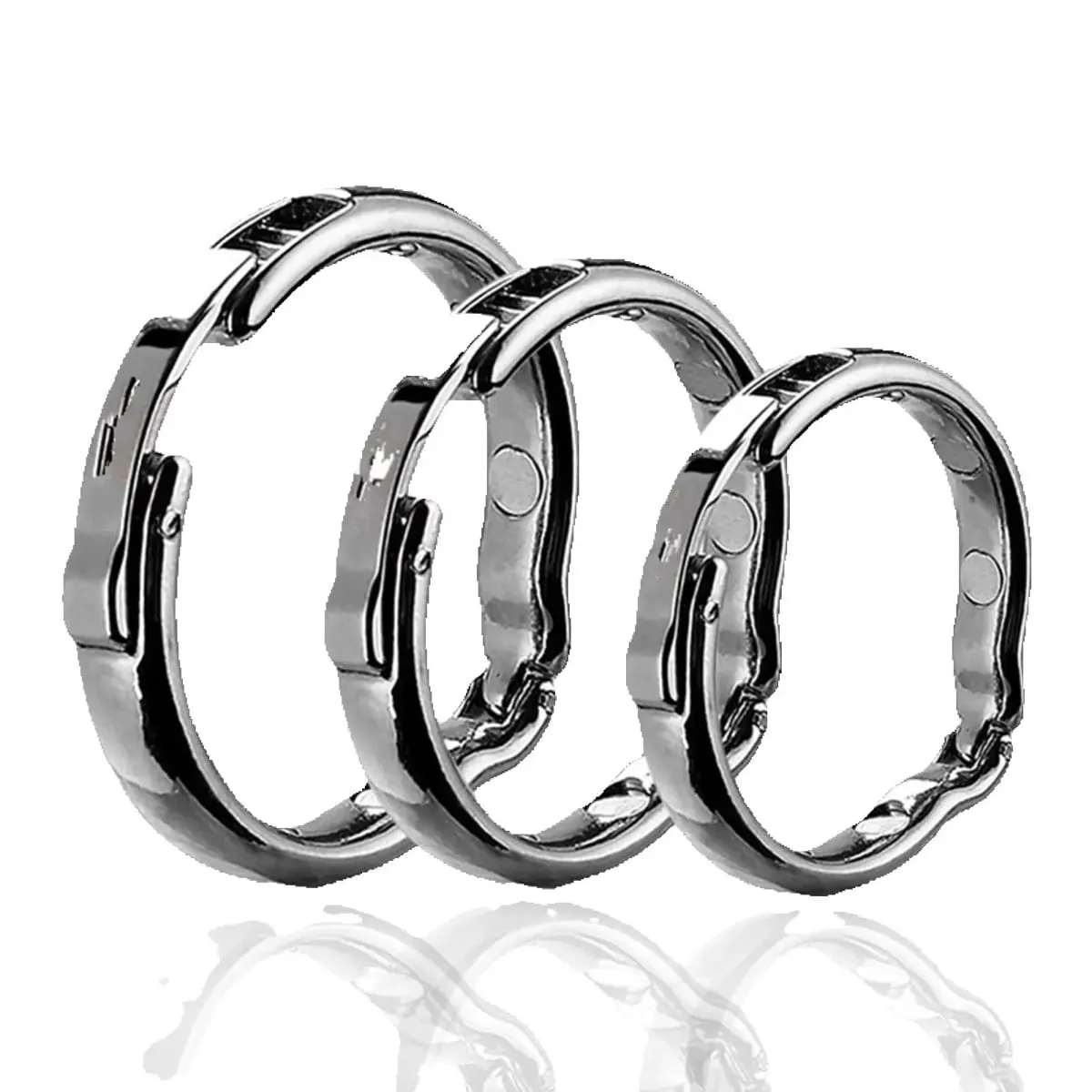Metal S/M/L/XL Størrelse Forsinkelse Ejakulation Penis Bondage Ring Rustfrit Stål Mand Penis Lock Cock Ring Sæt Erektion Sexlegetøj til mænd — image 1