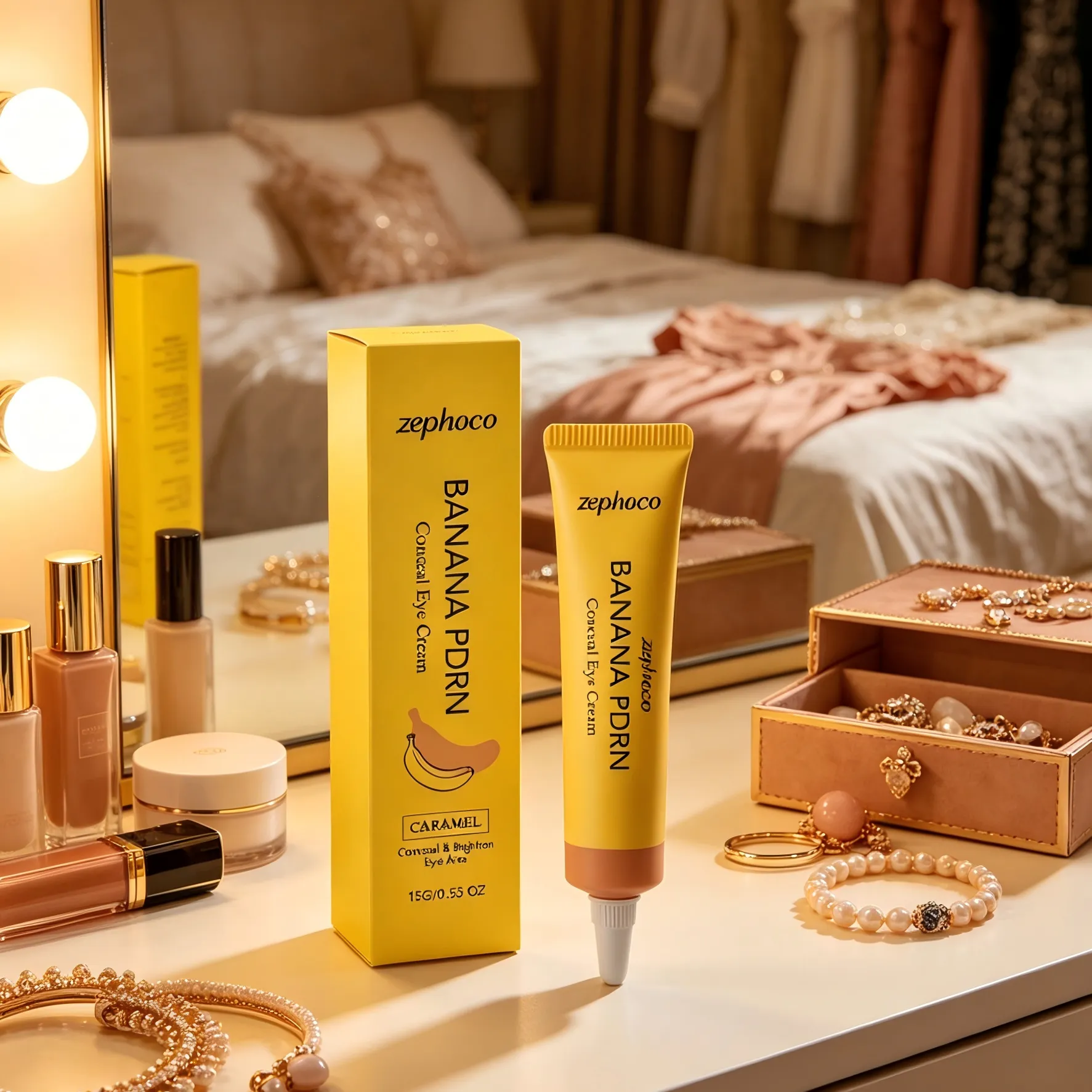 Zephoco Dark Circles Concealer Banana Pdrn deckt Hautunreinheiten ab, Augenaufheller, leichter, nicht klebender Concealer unter den Augen, Feuchtigkeitscreme — image 5