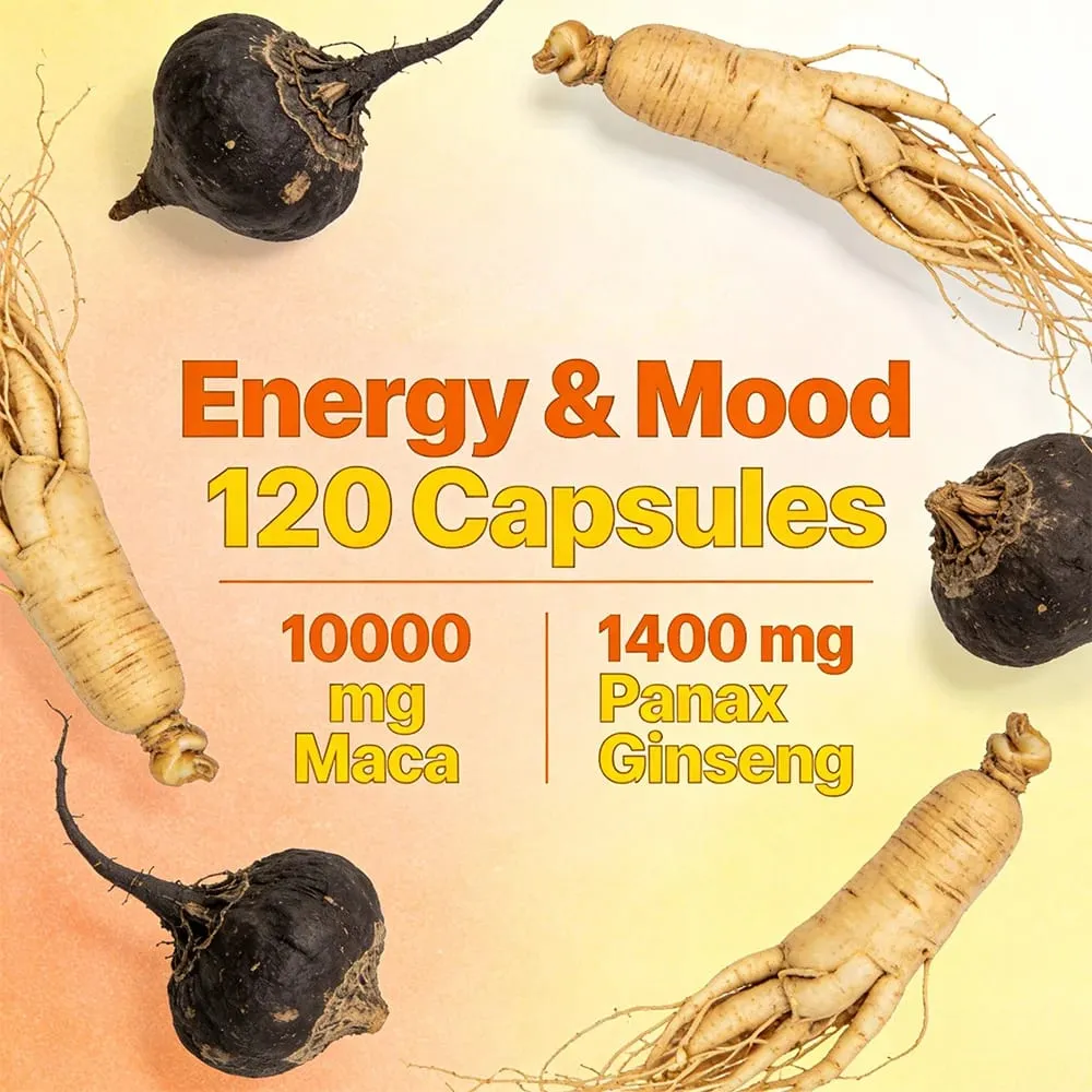 Capsule di radice di maca con ginseng - Promuovono energia, umore, resistenza e prestazioni, supportano la salute mentale per uomini e donne — image 4