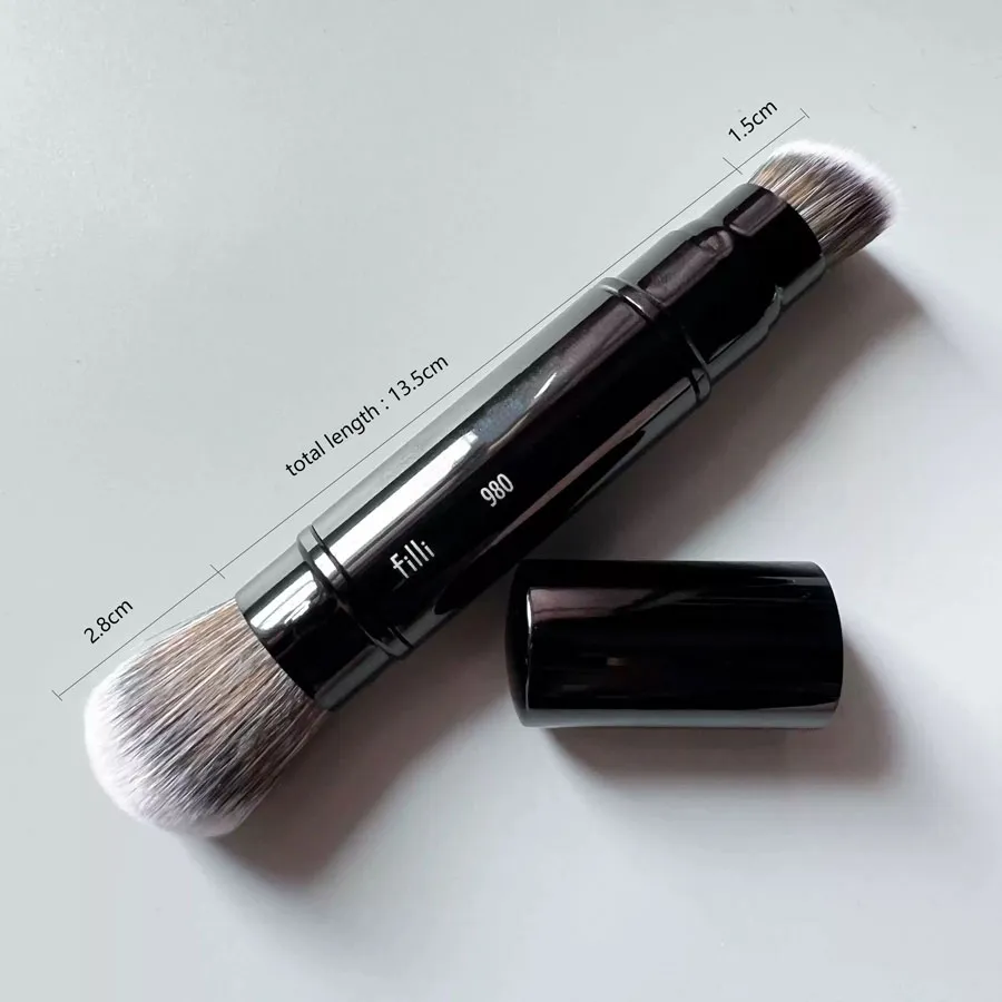 1pc Portable Dual ended Foundation Makeup brush Travel size Powder Base Make up brushes Angled Liquid Foundation Beauty tool 980 — image 3