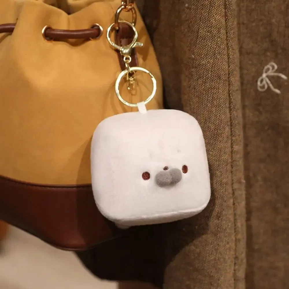 かわいいアザラシ表現ぬいぐるみおもちゃ正方形柔らかい豆腐型クッション豆腐型バッグチャーム家の装飾