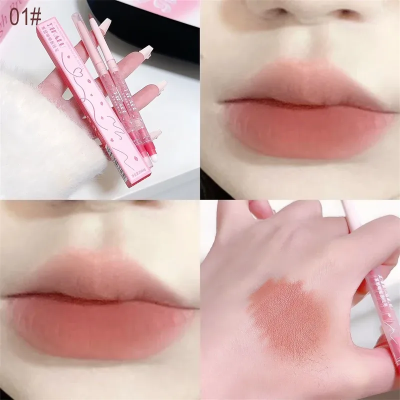 Rouge à lèvres mat, 2 couleurs, soyeux, lisse, facile à colorer, cosmétique, imperméable, durable, naturel, quotidien, maquillage pour femmes