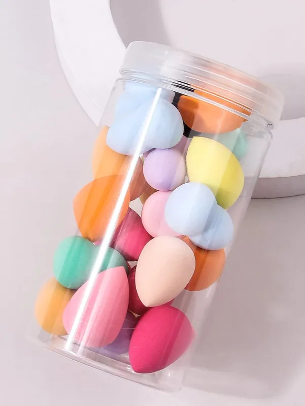 Confezione da 10/25/50/100 spugne per trucco con colori e forme casuali Strumenti per sfumare senza lattice per liquidi/crema/polvere — image 10