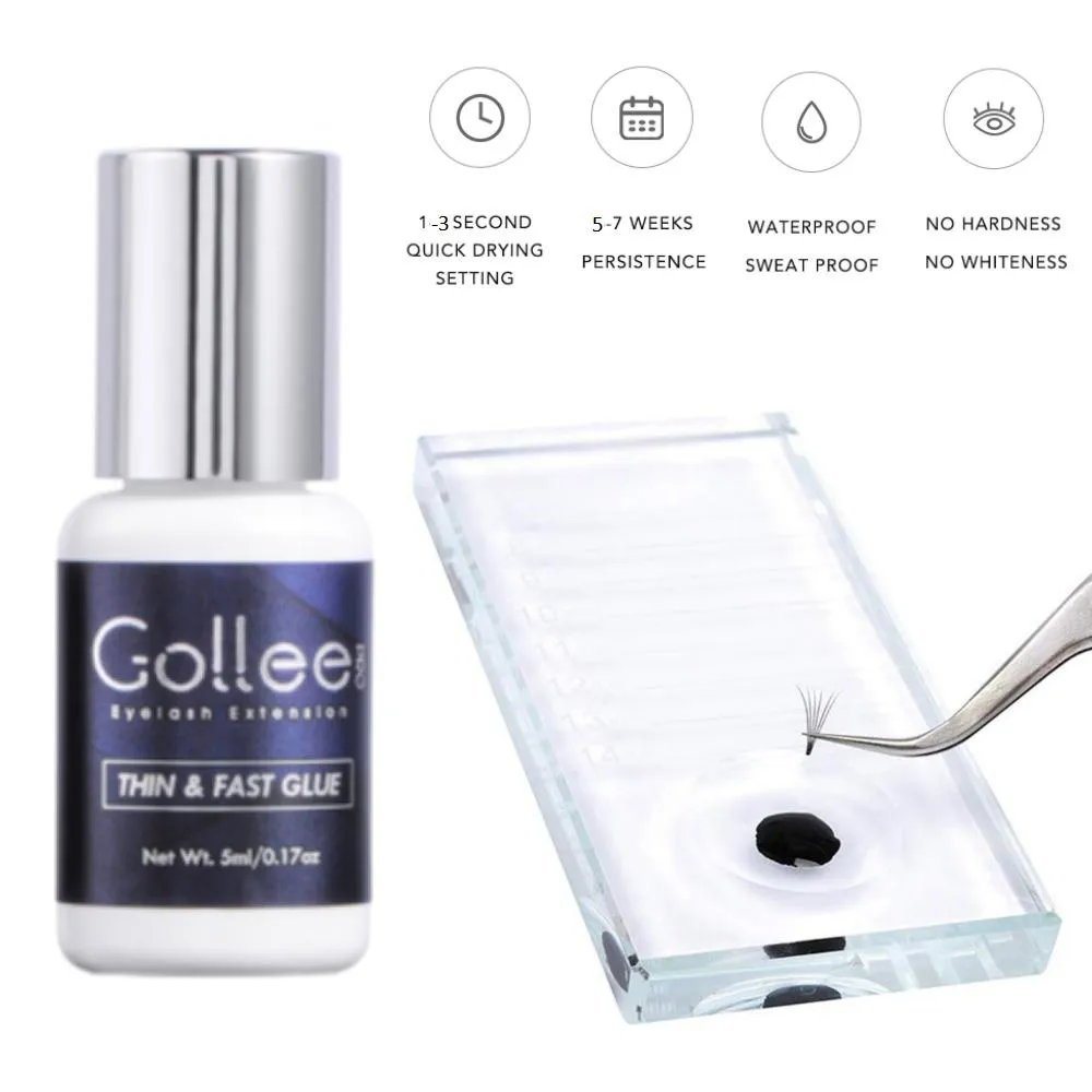 Gollee Wimpernverlängerungs-Kleber-Set, Wimpern-Primer, 3-in-1, dünn, schnell trocknend, 5 ml Kleber, 15 ml Primer, 200 Tücher, Lash Tech Salon-Set — image 3