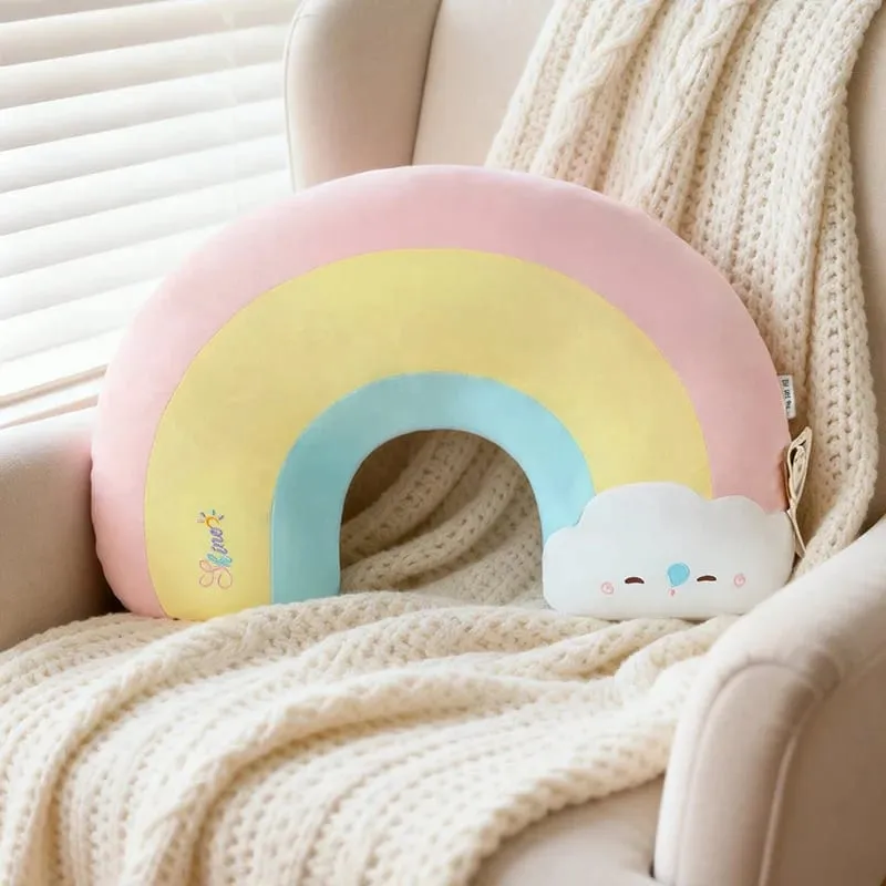 Creative Weather Series Rainbow Cloud Plush Pillow Soft Cute Cartoon Kawaii Stuffed Doll For Kids Sofa Cushion Home Decor — image 6