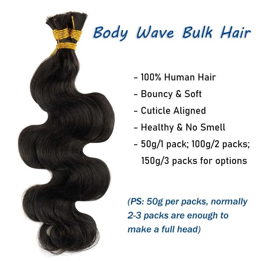 Body Wave ผมจำนวนมากสำหรับ Braiding 50G 100% ที่ยังไม่ได้ต่อผมไม่มี Weft ผมสำหรับ Braids ผมดิบรวมกลุ่มสำหรับผู้หญิง — image 4