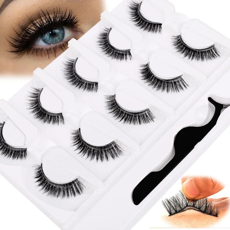 5 Paar kleberfreie, selbstklebende Wimpern, 3D-natürliche falsche Wimpern, eine Schritt-Anwendung, leicht zu entfernendes Augen-Make-up, Großhandel — image 8