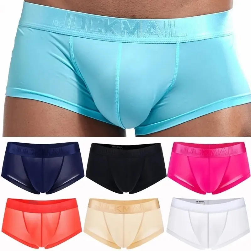 Sexy Ultra-thin Ice Silk Material Men's Underwear Fashion Solid Color Boxer Briefs Summer Cool and Breathable Male Trunks — image 11