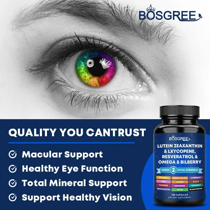 Kapsul Lutein Zeaxanthin-Melindungi Cahaya Biru Menyokong Kesihatan Mata dan Mencerahkan Mata- Suplemen Vitamin dan Mineral Areds 2 Mata — image 6