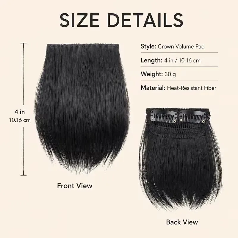Extension capillaire synthétique courte et lisse de 10cm, 2 pièces, postiche en Fiber de forme de tête changeante pour femmes, usage quotidien — image 3