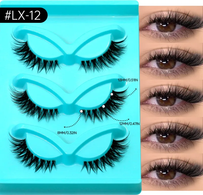 3 paires de cils Manga cils naturels œil de chat bande transparente faux cils aspect naturel faux cils bandes maquillage — image 16