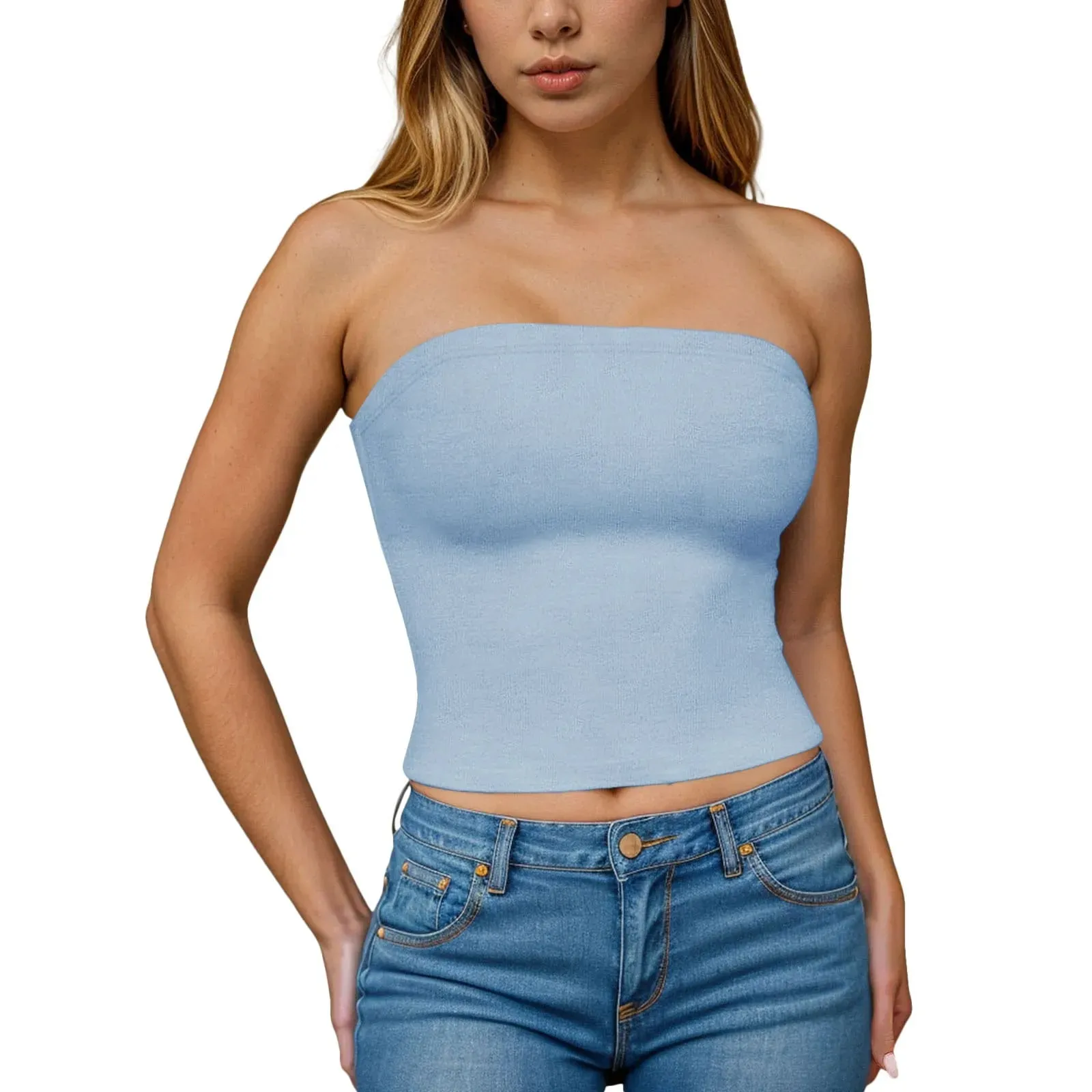Hauts tubulaires Sexy pour femmes, épaules dénudées, sans bretelles, couleur unie, dos nu, Bandeau, Slim Fit, chemises à bascule, sous-vêtements