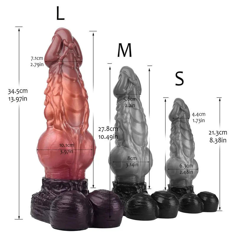 Dobbeltlags silikone Fantasy Dog Knot Dildo Blå Butt Plug med Sucker Anal Dilator Onanere Sexlegetøj til Voksen 18+