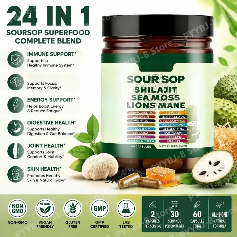 Capsule di Shilajit e L-Arginina 60 con melograno, cannella, fieno greco per energia, salute immunitaria, supporto quotidiano per il benessere — image 1