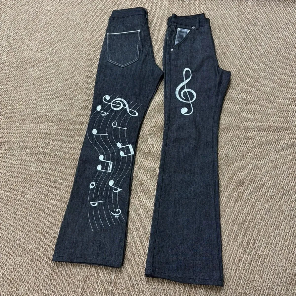 Note Rose Sulam Seluar Jeans Warna Asal Uniseks Versi 1021M Berkobar Sedikit HighStreet Pakai Seluar Jeans Lurus Bersusun Seluar Lelaki — image 7
