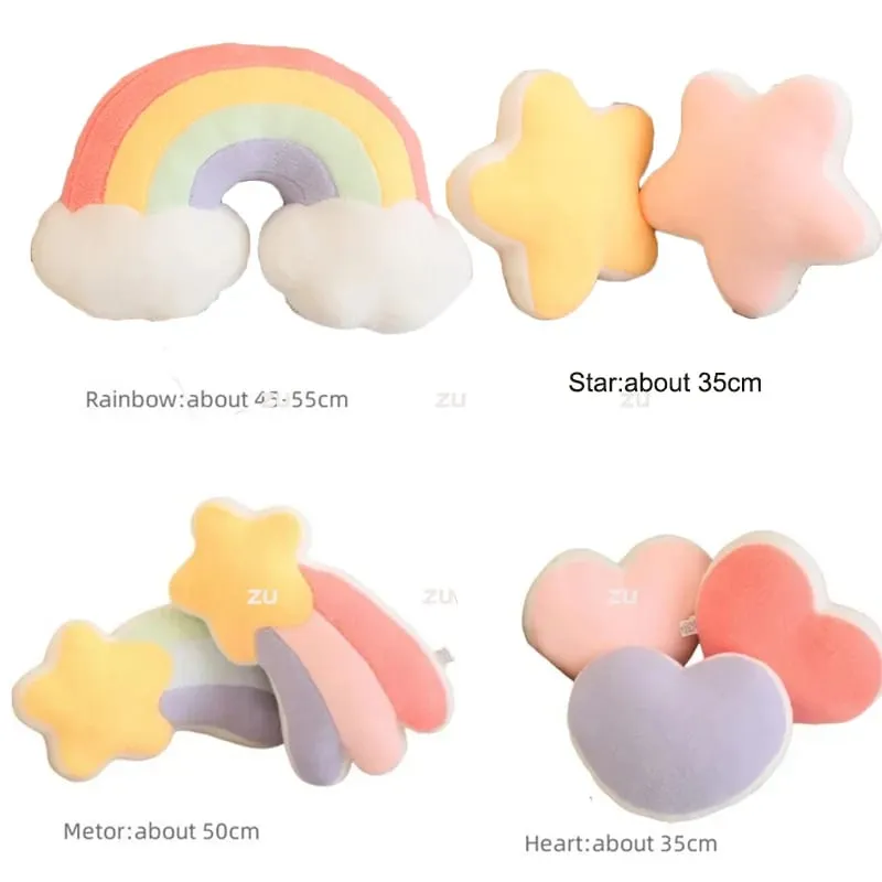 Rainbow Wish Star Moon หมอน Plush มงกุฎสีสัน Cloud Soft ของเล่นหมอนโซฟาหน้าแรกตกแต่งโยนหมอน — image 4