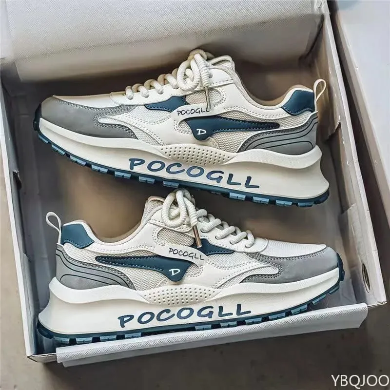 Nowe letnie modne, wszechstronne buty zwiększające wysokość siatkowe, oddychające buty z miękką podeszwą, codzienne wygodne męskie trampki — image 3