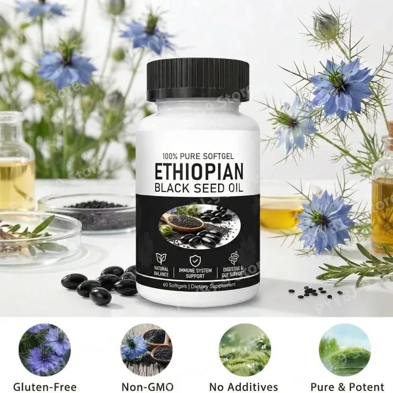 Ethiopian Black Seed Oil Softgels 800mg Cold Pressed Herbal Extract Capsules Daily Wellness Balance Support Non GMO 60 Count — image 6