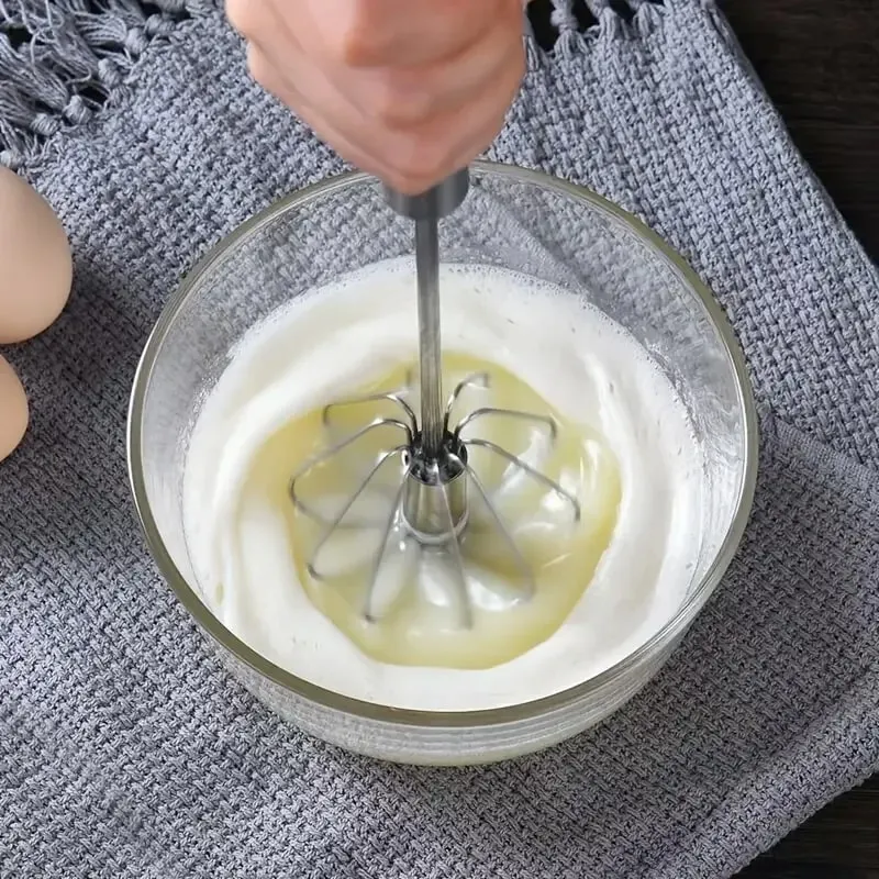 Semi-automatic Egg Beater 304 Stainless Steel Egg Whisk Manual Hand Mixer Self Turning Egg Stirrer Kitchen Accessories Egg Tools — image 7