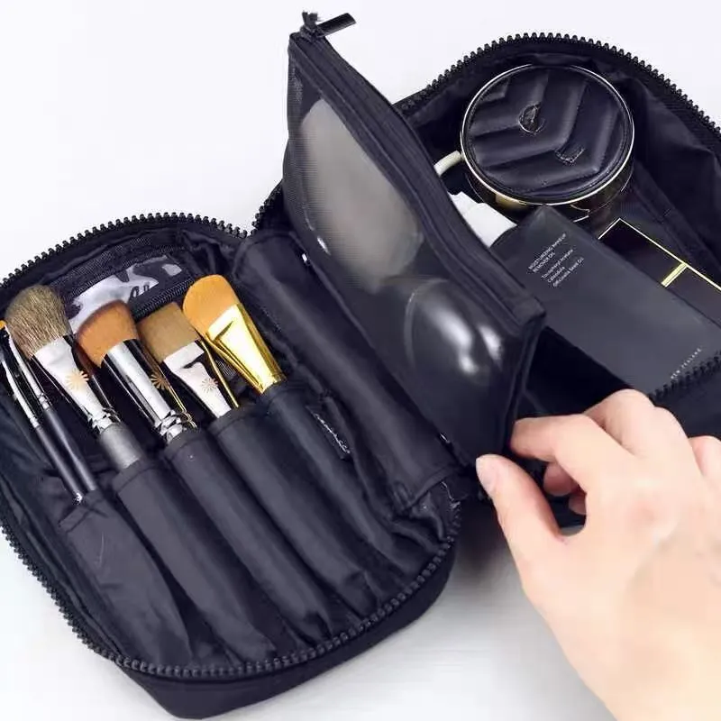 PA CARRIER COMBO POUCH Sac de rangement pour pinceaux de maquillage et cosmétiques noir et argent pour voyage — image 3