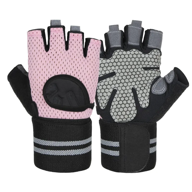 Anti SLIP Shock Breathable Half Finger ถุงมือ Breathable ถุงมือขี่จักรยานฟิตเนส GYM เพาะกาย Crossfit การออกกำลังกายถุงมือกีฬา