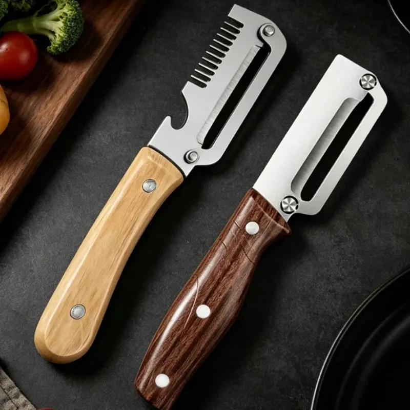 2 pçs descascador de cozinha de aço inoxidável descascador de legumes para cortar cebolas cortar frutas legumes abóbora descascador específico ferramenta de cozinha — image 1