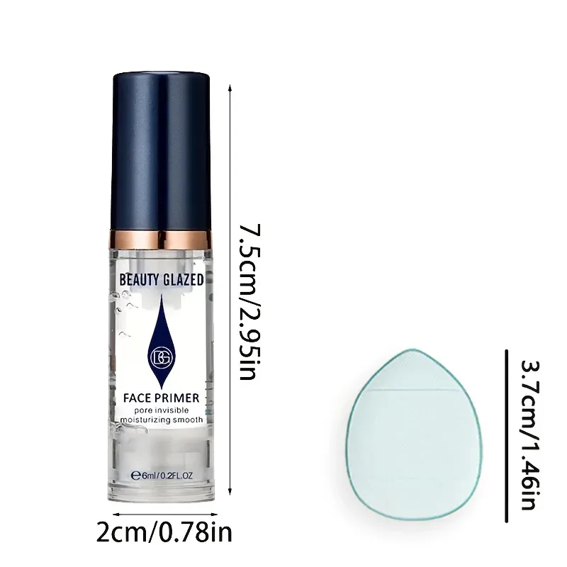 2pcs/Set :1pc Primer Makeup+1pc Puff Hydrating and Moisturizing Melekat Dengan Baik Pada Kulit Minyak Tahan Lama Kawalan Saiz Perjalanan — image 3