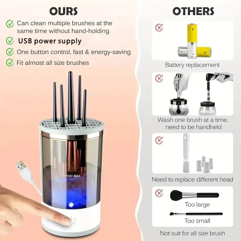 תקע USB נייד חשמלי מנקה מברשת איפור עם מכונת איפור גומי חשמלי USB Quick Cleaner ניקוי מברשת צווארון Brus — image 3