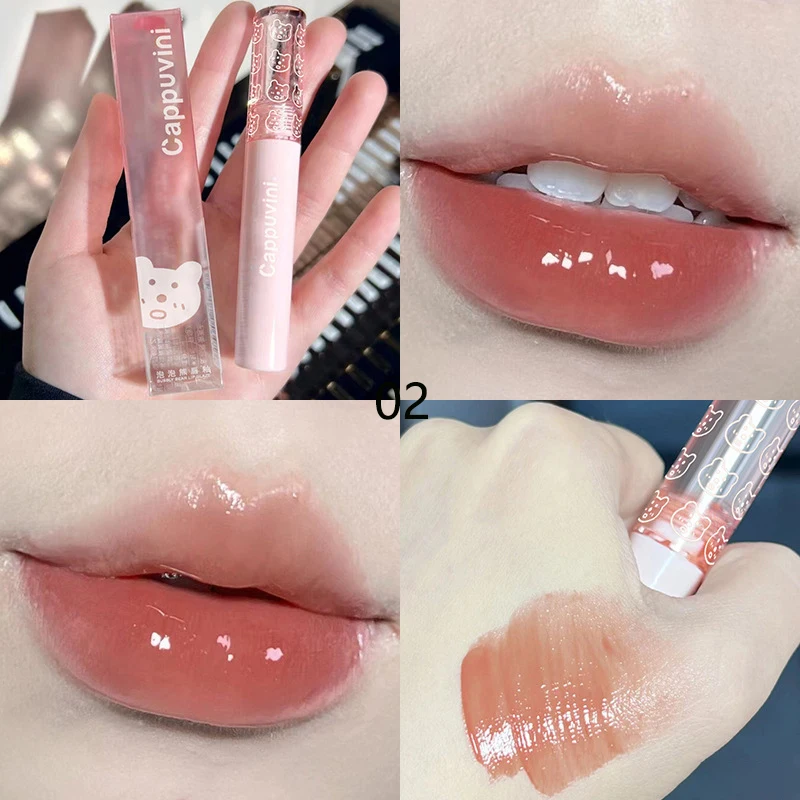 1PC Mirror Water Lip Gloss เชอร์รี่สีชมพูโปร่งใสกันน้ำ Long Lasting Moisturizing Nude Clear Tint แก้วริมฝีปากน้ำมันแต่งหน้า