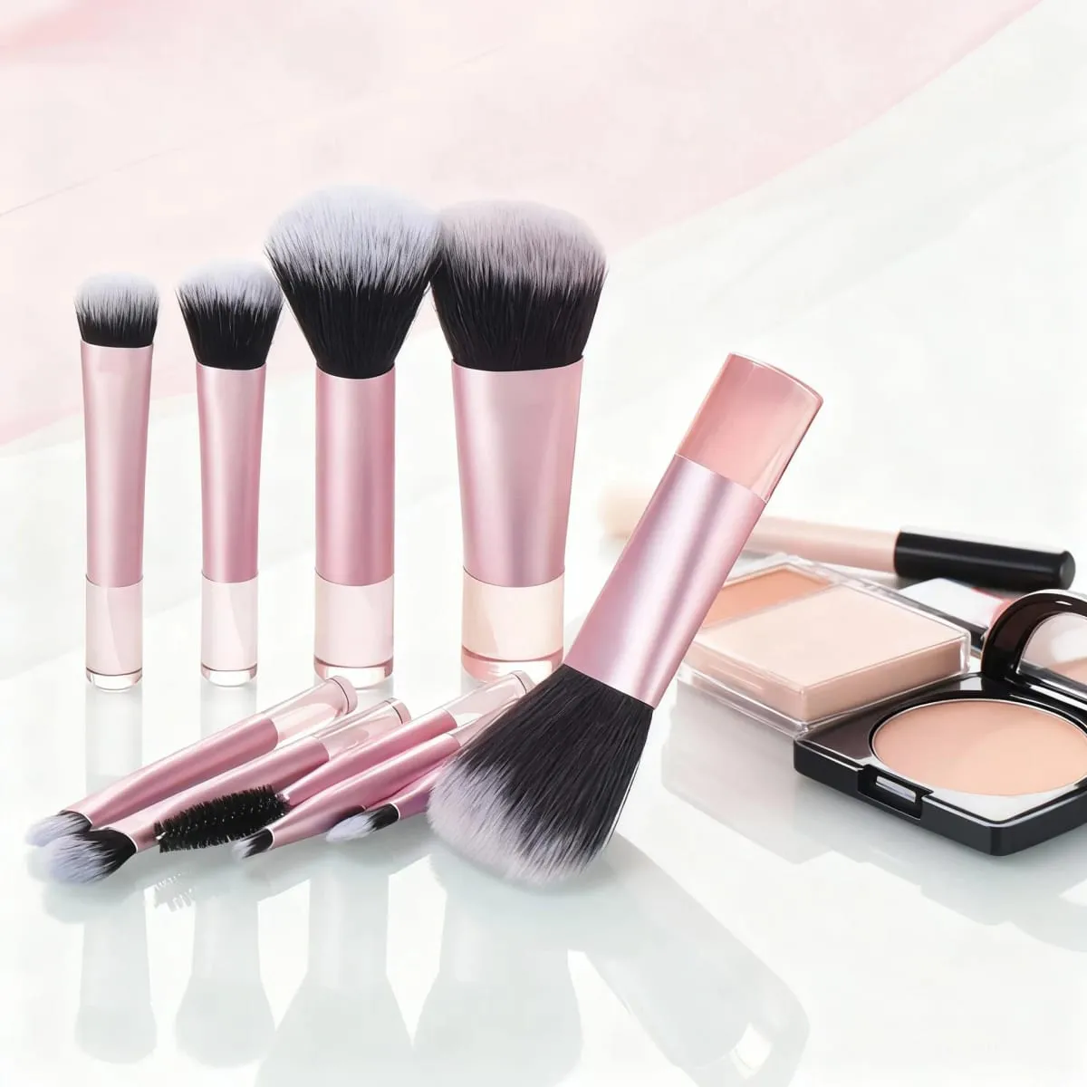 10 stykke mini bærbar makeup børste sæt en rejse Essential multifunktionelle bløde børster med inkluderet opbevaringspose — image 4