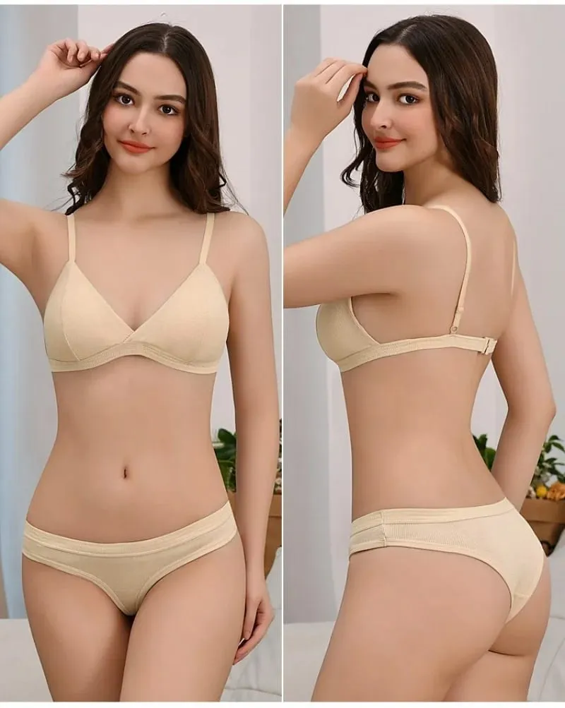 Sömlös BH och trosor Set Enfärgad Bralette Tunna Trådlösa BH Låg midja Stringtrosa Sexiga Underkläder Set Damunderkläder — image 4