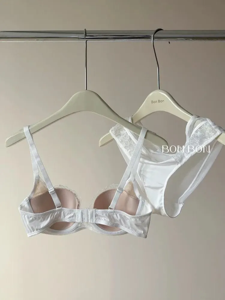 Set Bra Seksi Sulaman Renda Perancis Push Up Minimizer Mengumpul Sokongan Penuh Liputan Keselesaan Pakaian Dalam untuk Wanita Berpayudara Besar 2PCS — image 1