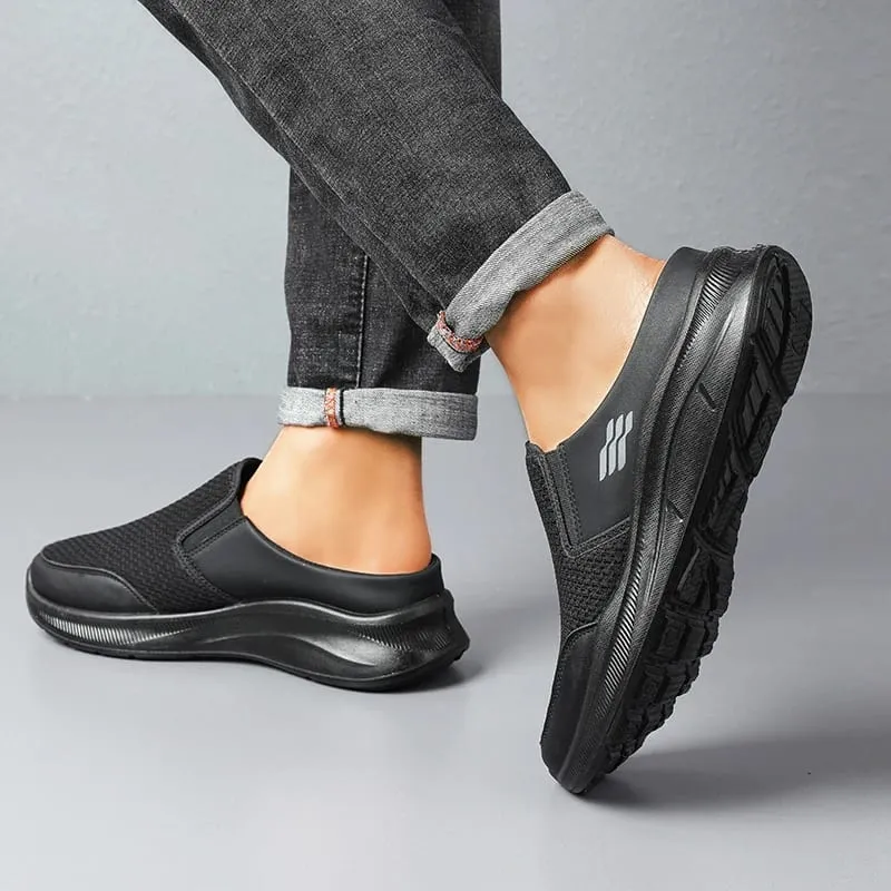 Pull-on Dual Wear Breathable Grid Knit Walking Mules Integrated Elastic Side Gore Panel Rib Segmented Full White Footwear — image 2