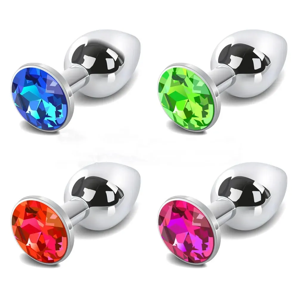 Petite Crystal Stainless Steel Silver Butt Plug Impermeabile Base svasata rotonda Prodotti del sesso caldi Amanti delle coppie