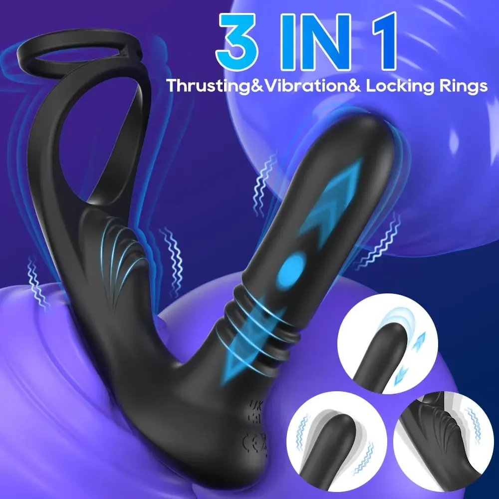 3 in 1 Stak Anale Vibrator Afstandsbediening Mannelijke Prostaat Massager Cockring Telescopische Butt Plug Stimulator Seksspeeltje voor mannen — image 3