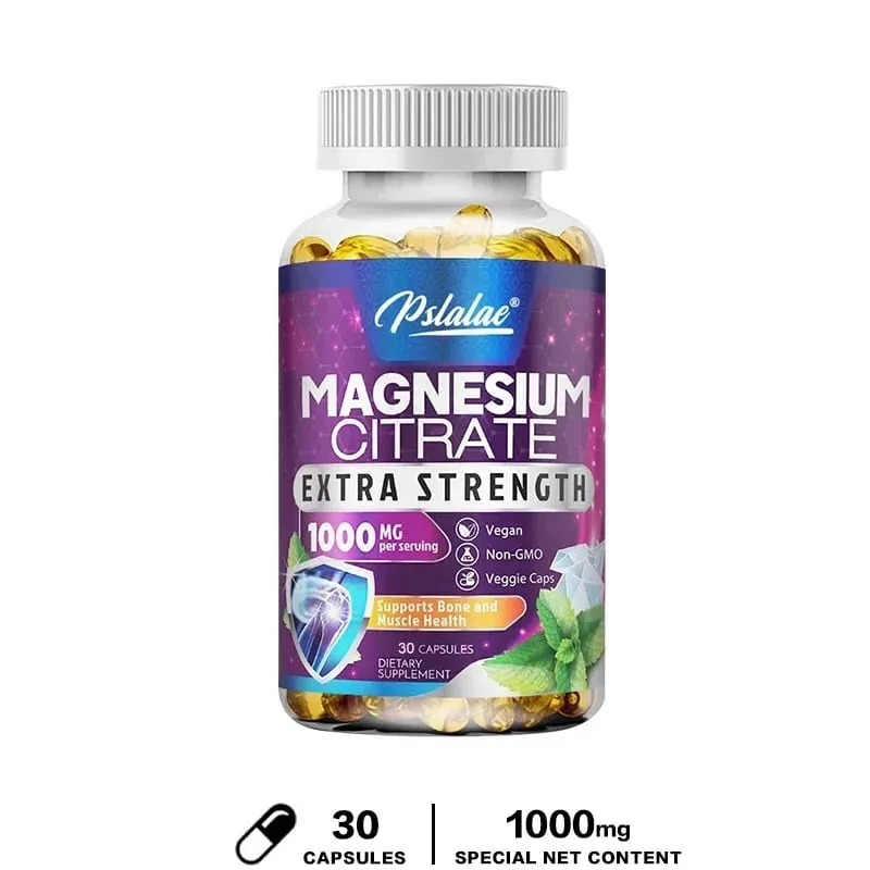Magnesiumcitratkapsler 1000 mg - Maksimal absorption for muskelnerveknogler og hjertesundhed Glutenfri ikke-GMO