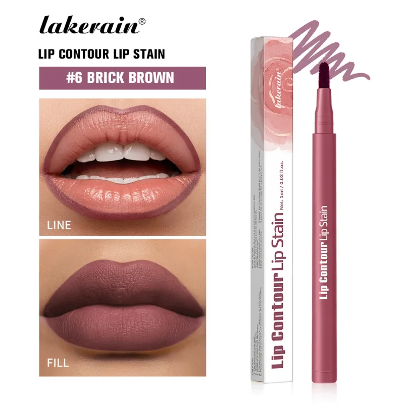 2-in-1 Lip Contour Lip Stain Pen Smudge-proof Non-stick Cup Moisturizing Lip Makeup Cosmetic Dual-Sided Tip Lip Stain & Liner — image 12