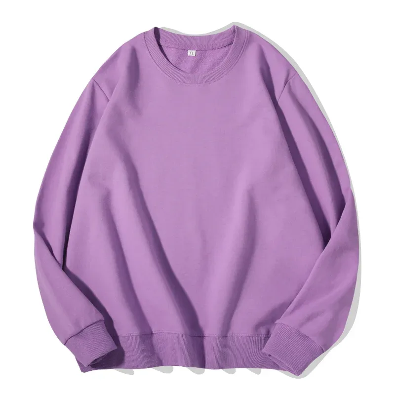 260g 100% Cotton Men's Hoodless Sweater Pullovers Sweatshirts Men Loose Solid Color Warm O Neck Tops Hip Hop Y2k Sweatshirt Tops — image 6