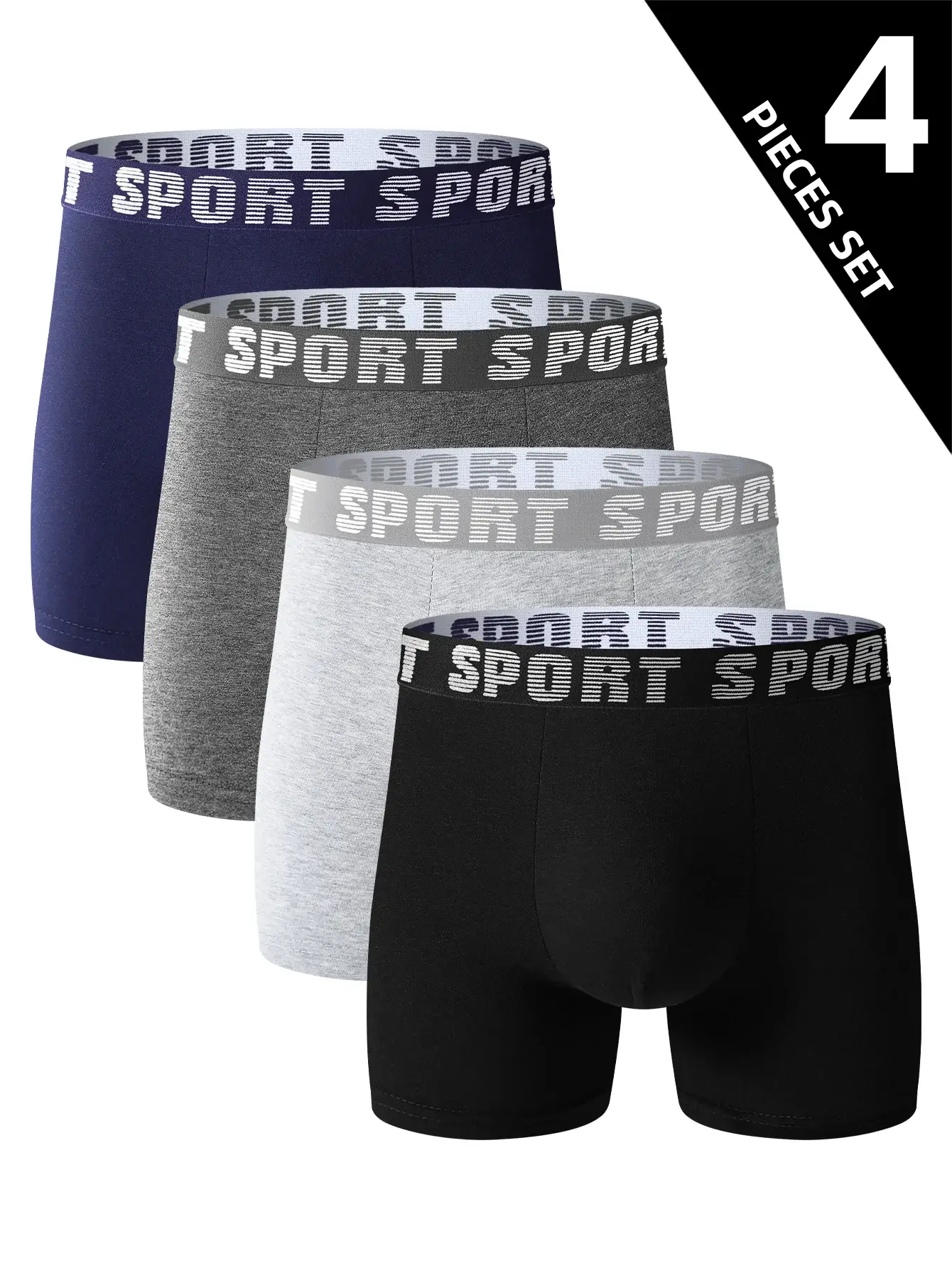 4 pièces de sous-vêtements de sport pour hommes, pantalons de survêtement doux, respirants et confortables, slips longs à la mode et personnalisés — image 11