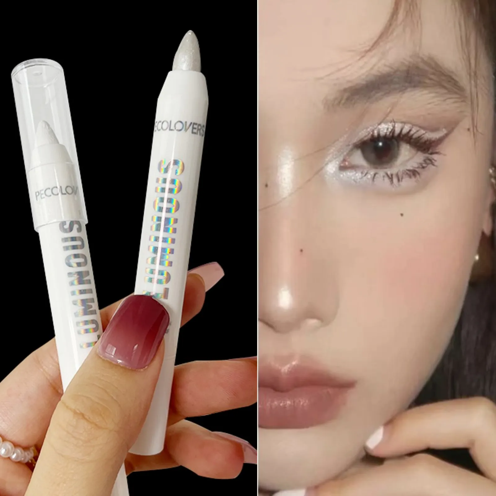 Long-lasting Brightening Highlighter Sparkling Eye Corner Lying Silk Pen Face Highlight and Eye Shadow Pearl White Gliter Pen — image 1