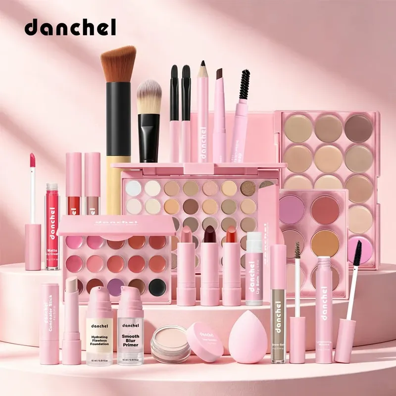 Set per il trucco tutto in uno che raccoglie tutti i cosmetici, compreso il trucco di base, correttore, contorno, fard in polvere, sopracciglio, occhi, labbra, trucco — image 2
