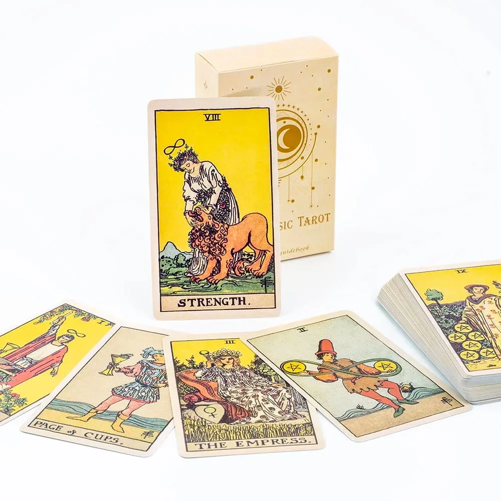 Permainan Papan Tarot Klasik Untuk Pemula 78Pcs Kad Oracle 10.4x6.1sm dengan Buku Panduan dan Ilustrasi Cantik