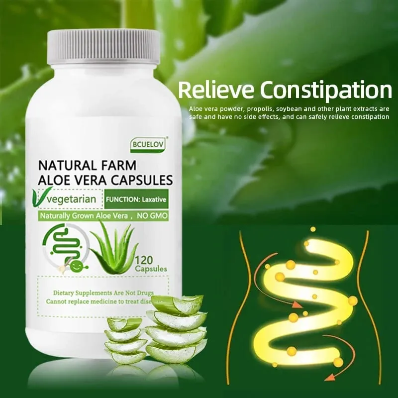Natural Farm Aloe Vera Capsules - Relieve Body Constipation Help Balance Stomach Acid Support Gastrointestinal Comfort — image 1