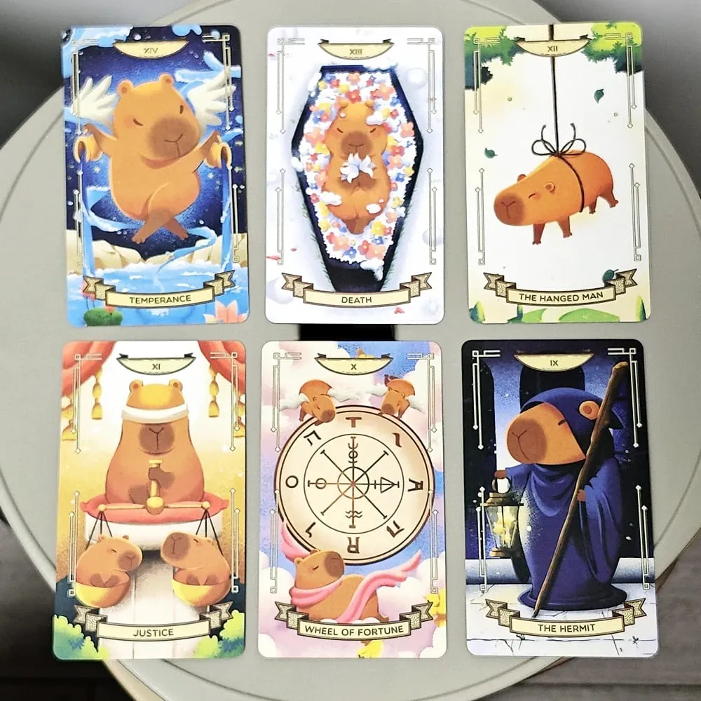 Capybara Tarot Deck 10.3*6 ซม.78 ไพ่ทาโรต์น่ารักนำSothing VibeและEnergy Into A Tarot Deck — image 3