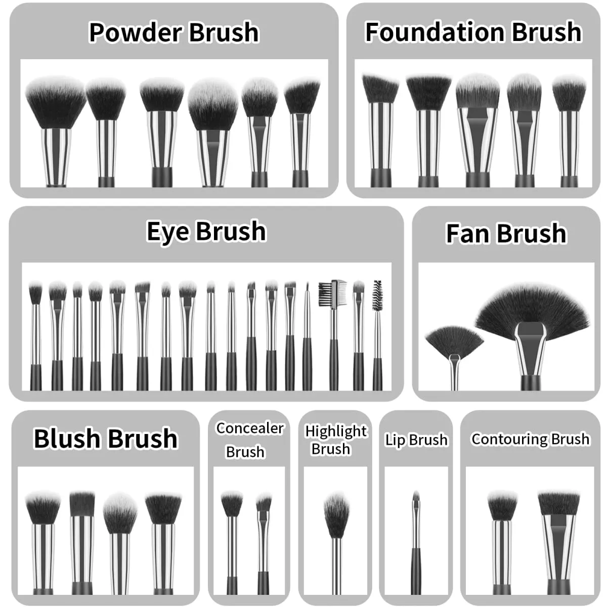 Professionelles 40-teiliges Make-up-Pinsel-Set mit kurzem Griff und Tasche, komplettes Highlight-Concealer-Brauen-Werkzeug für die tägliche Ausbesserung und auf Reisen — image 6