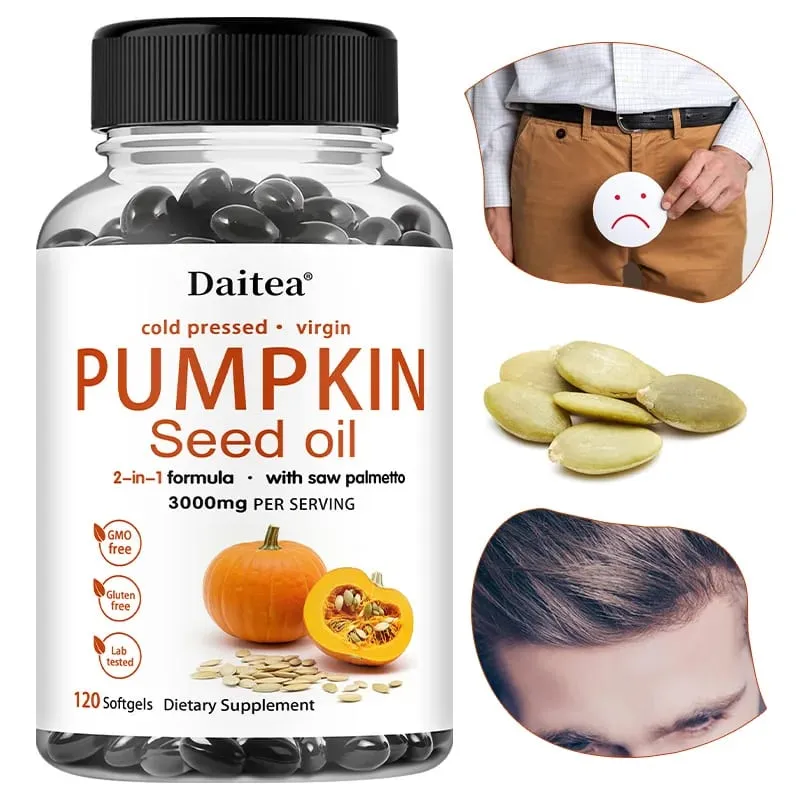Pumpkin Seed Oil + Saw Palmetto Extract Supports Prostate and Urinary System Health Hair Care Anti-Hair Loss Men's Health — image 1