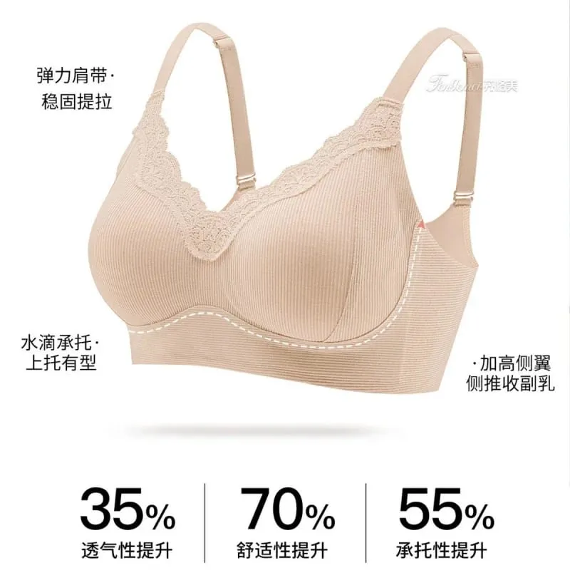 Lingerie femme pour petites poitrines fine sans couture invisible confortable sans fil avec maintien latéral de la poitrine et soutien-gorge anti-relâchement — image 4